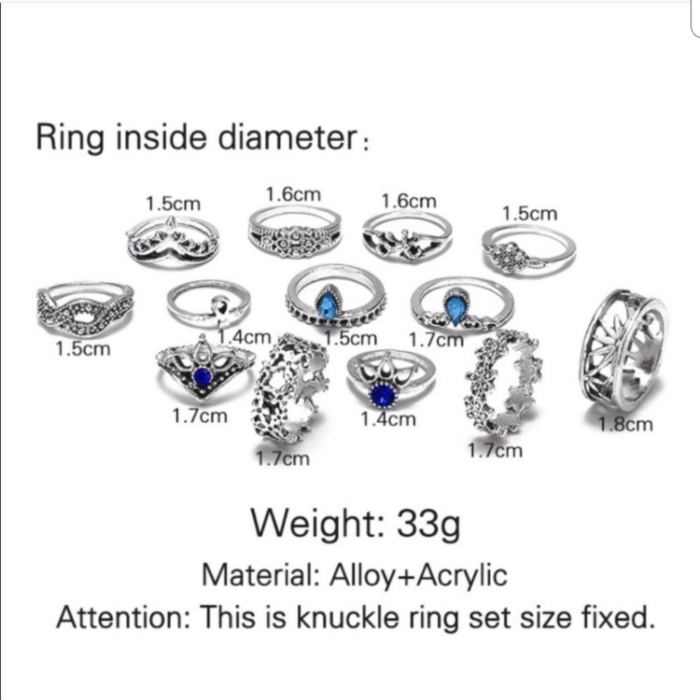 13 Boho Midi Ring set - Picture 3 of 3